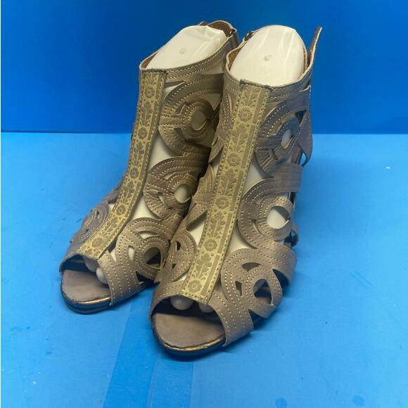 L'Artiste Flourish Open Toe Genuine Leather Heel Pumps Floral Uk 39 US 7.5 - Picture 1 of 11